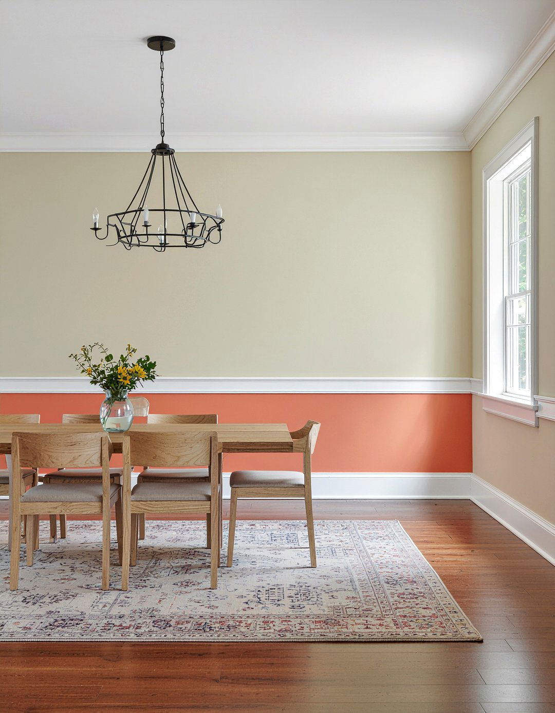 Two tone wall - 30 dining room chair rail ideas