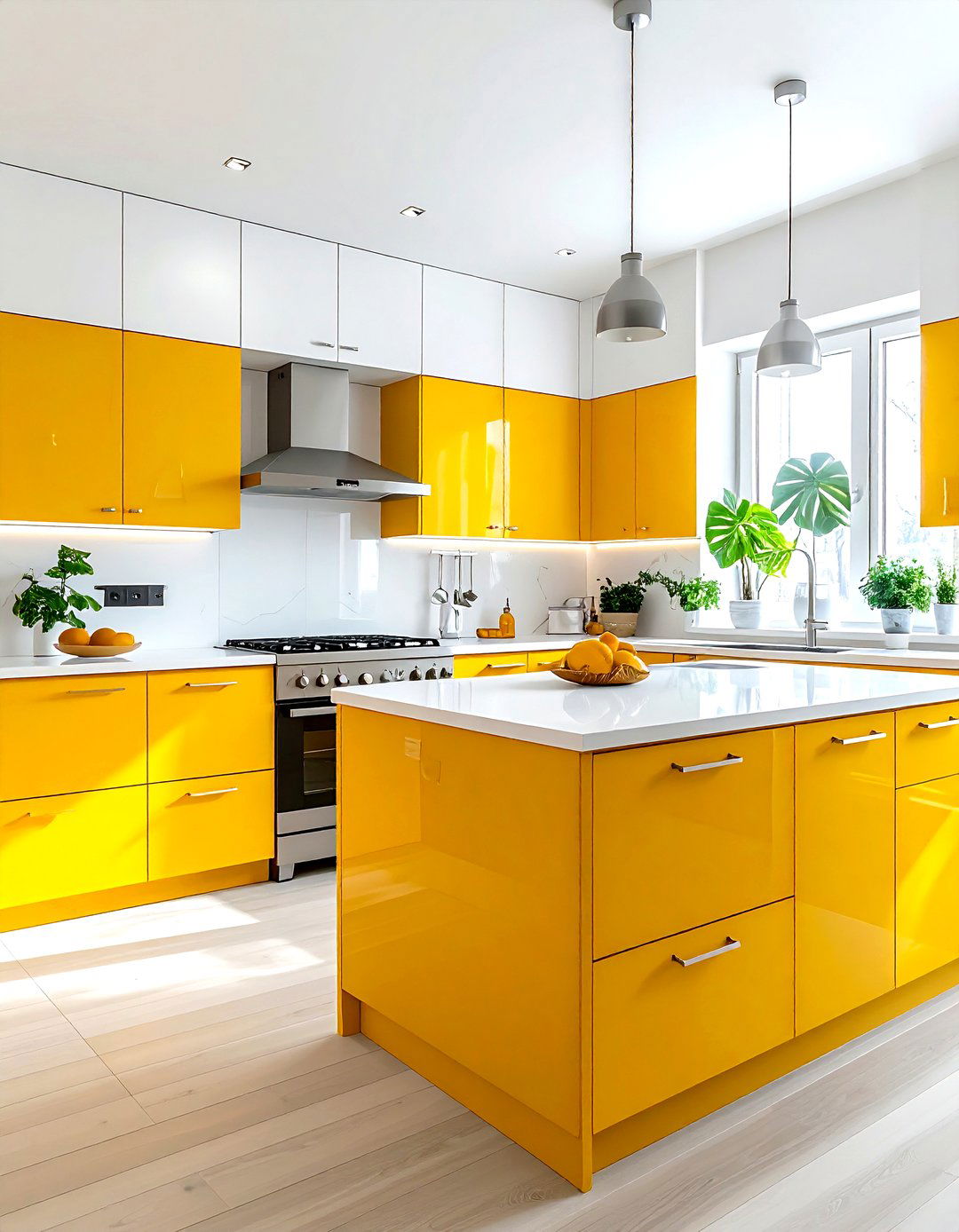Two tone yellow kitchen - 30 yellow and white kitchen ideas