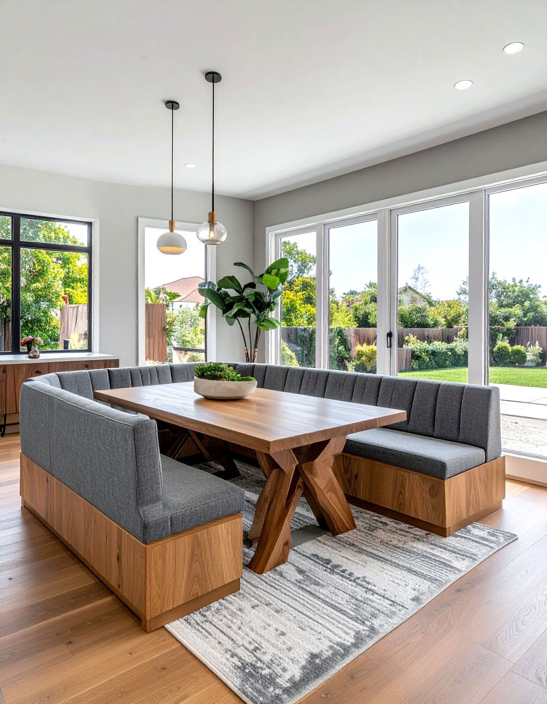 U shaped banquette for large family - 30 U-shaped banquette dining ideas