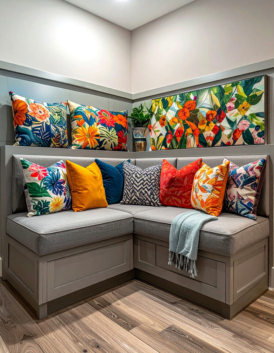 U shaped banquette with accent pillows - 30 U-shaped banquette dining ideas