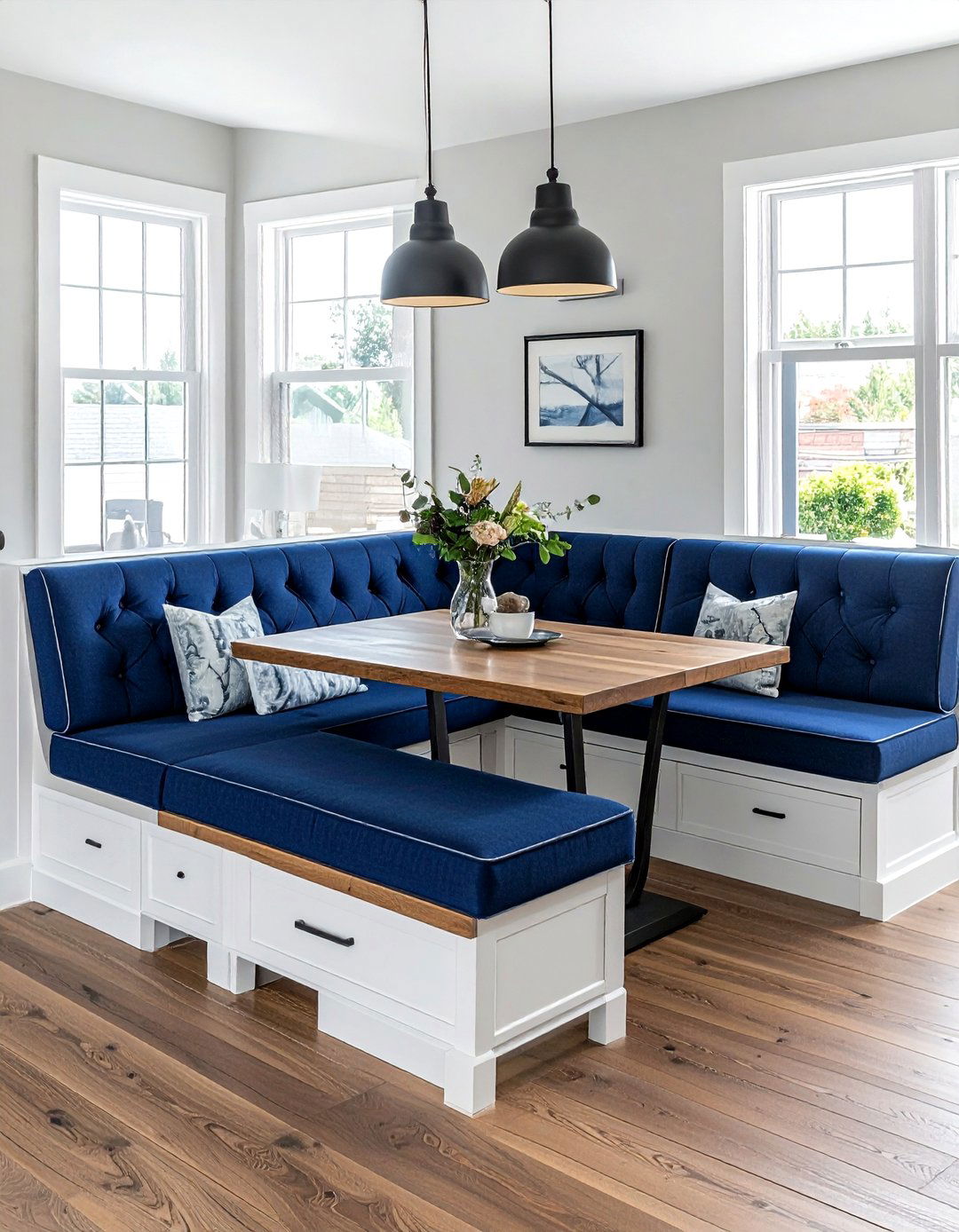 U shaped banquette with storage - 30 U-shaped banquette dining ideas