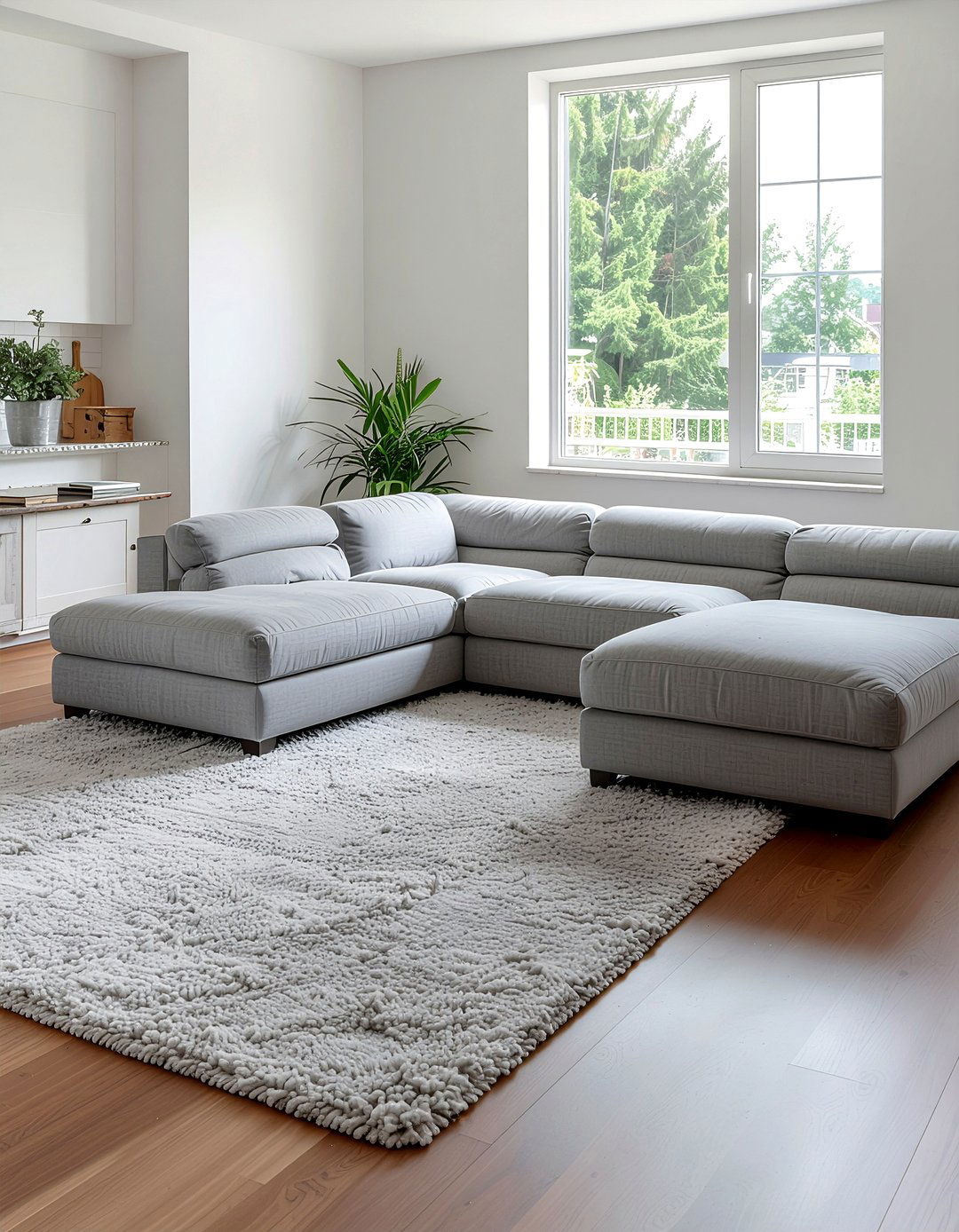 U shaped sofa with rug - 30 U-shaped sofa living room ideas