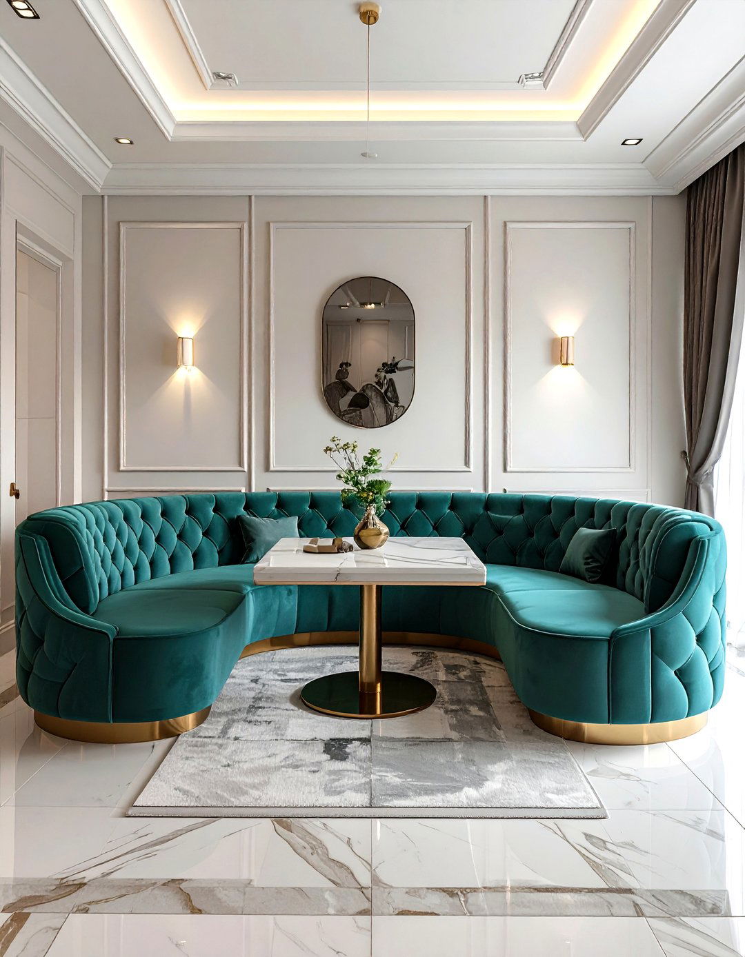 U shaped tufted seating - 30 tufted banquette dining ideas