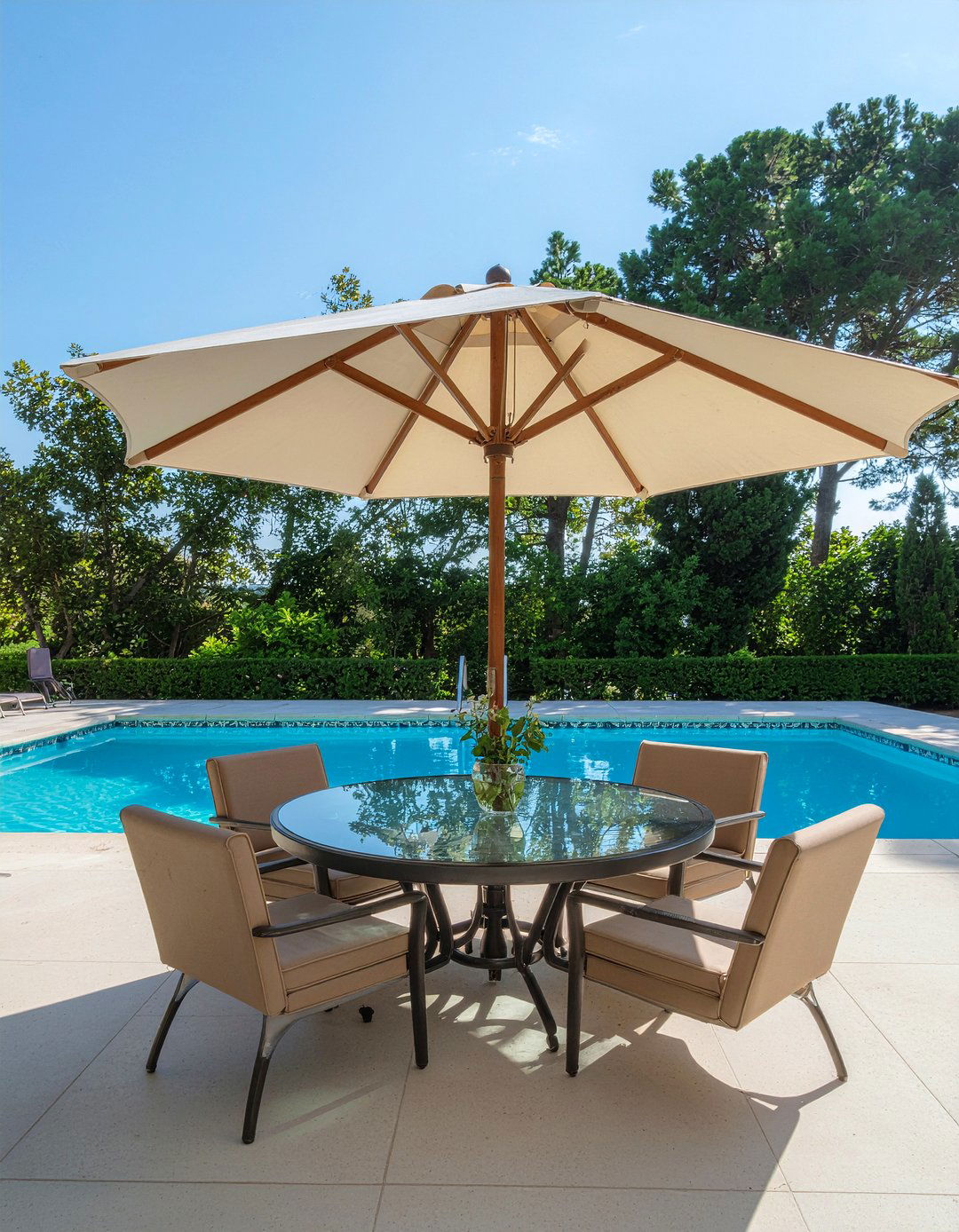 Umbrella Shaded Set - 30 poolside dining ideas