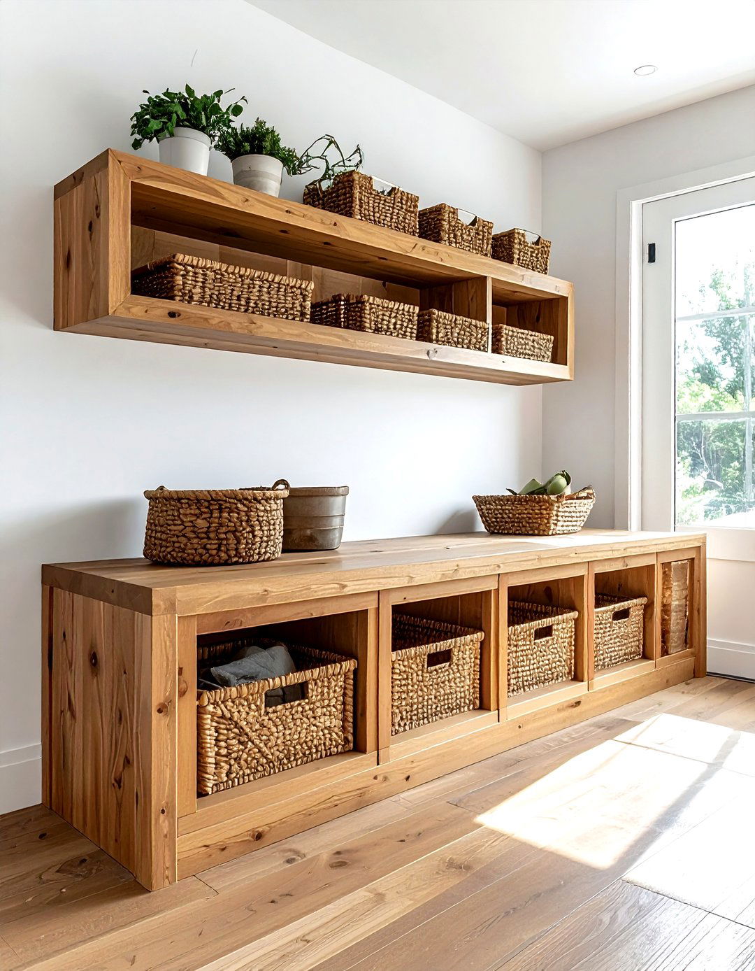 Under Bench Cubbies - 30 dining room creative storage ideas