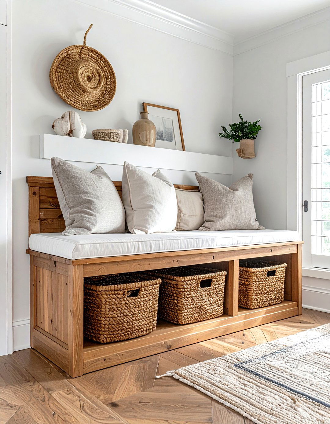 Under Bench Storage Bin - 30 dining room organization hacks