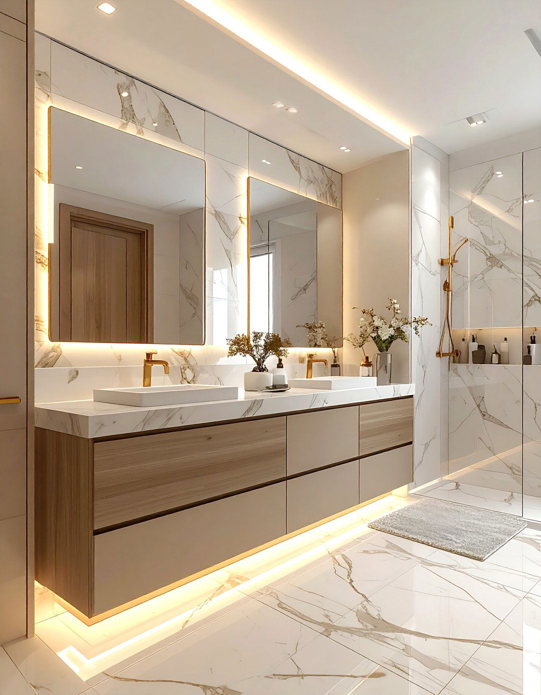 Under Cabinet Lighting - 30 bathroom ambient lighting ideas