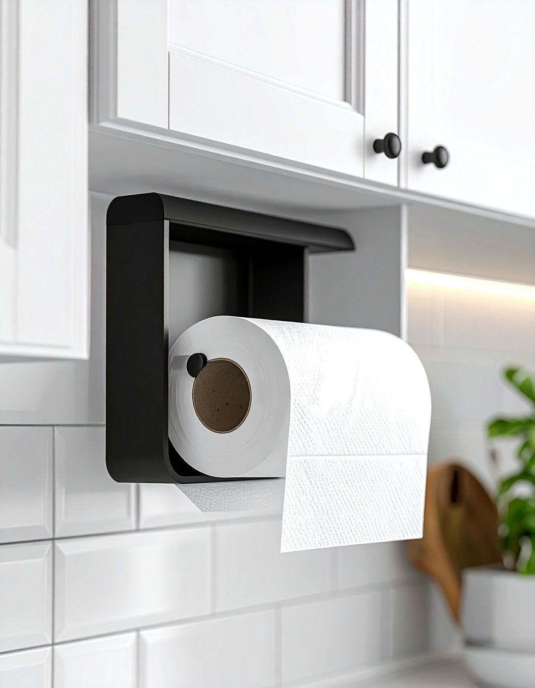 Under Cabinet Paper Towel Holder - 30 kitchen organization hacks