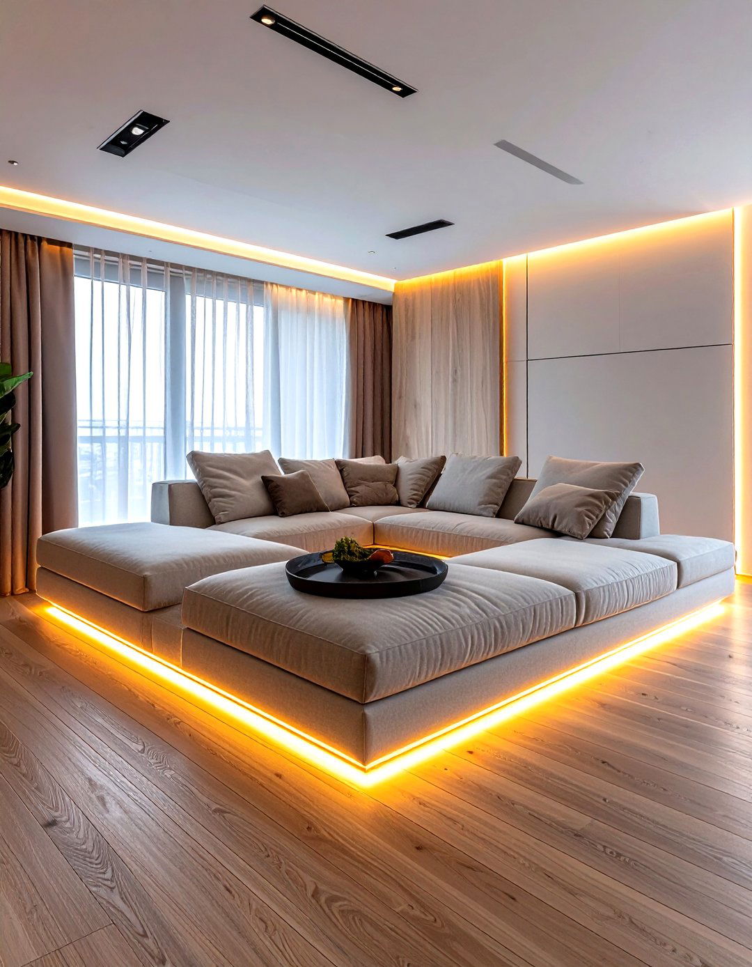 Under Furniture Glow - 30 living room accent lighting ideas