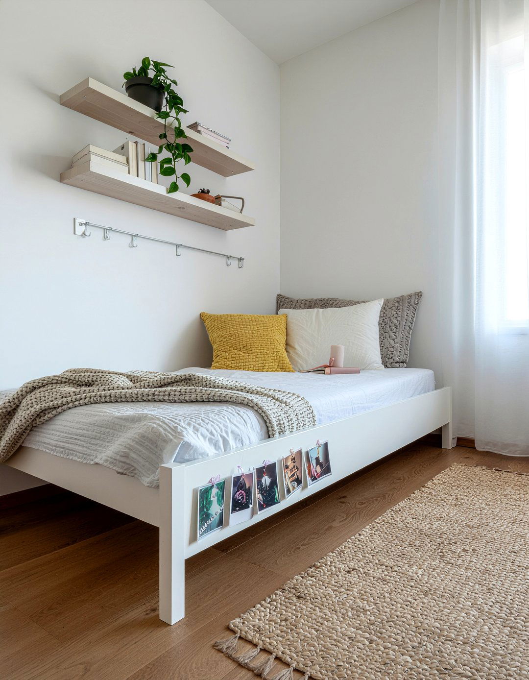 Under Shelf Photo Hanging - 30 bedroom photo displays