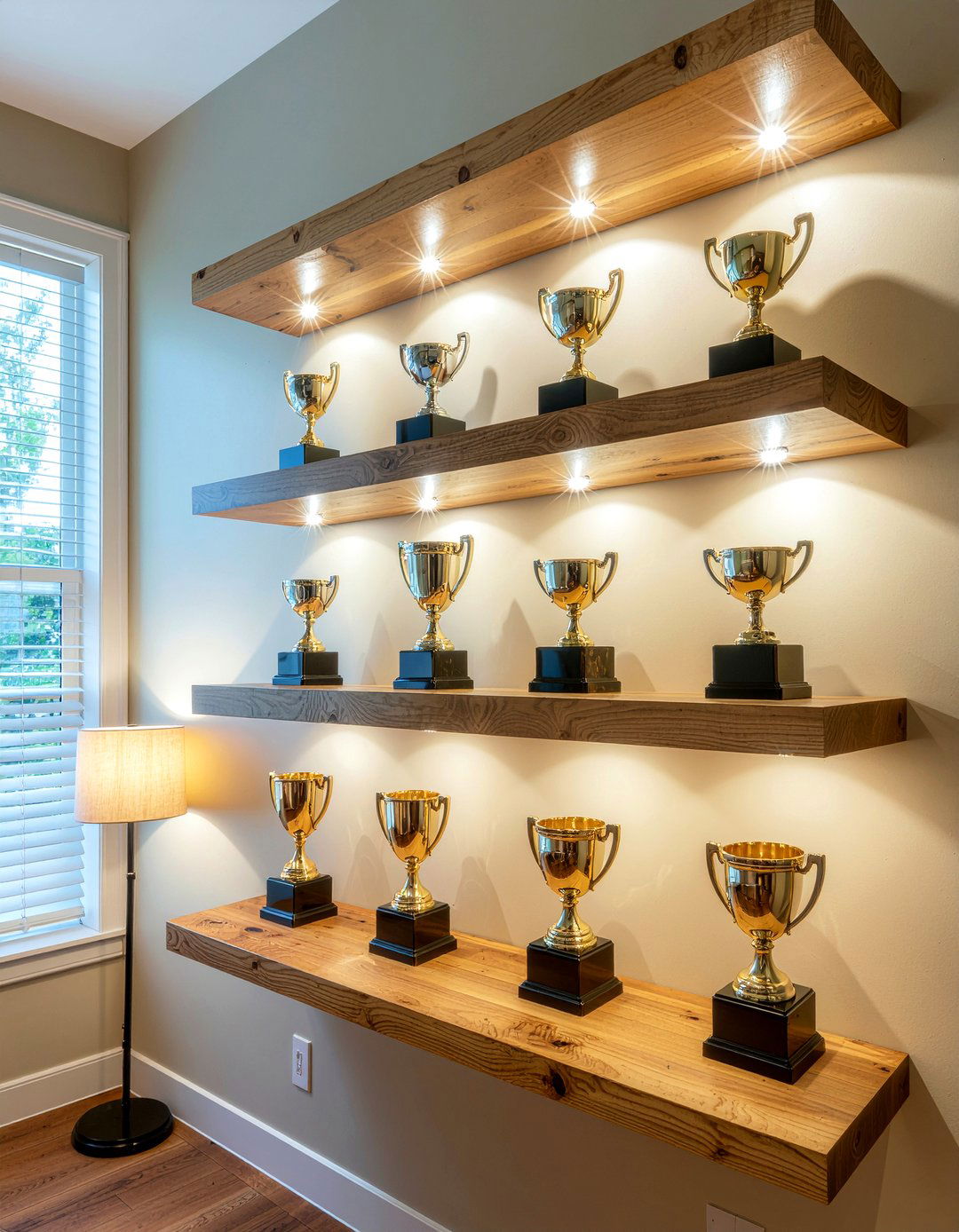 Under Shelf Trophy Lighting - 30 bedroom trophy display ideas