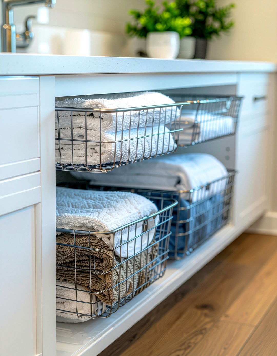 Under Shelf Wire Baskets - 30 laundry room organization ideas