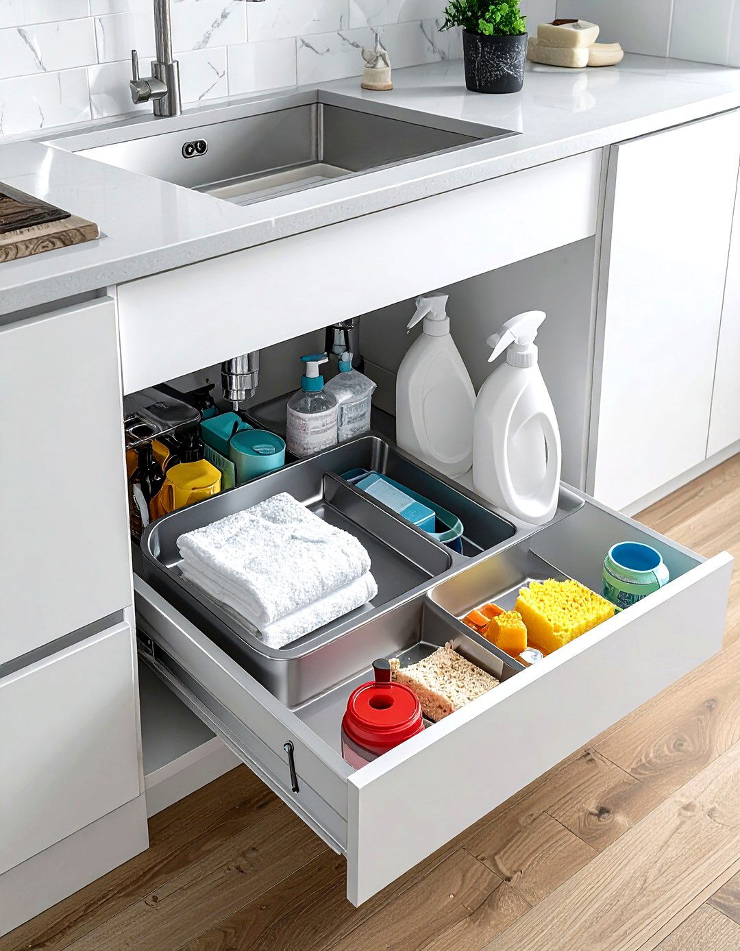 Under Sink Pull Out Drawer - 30 kitchen storage solutions