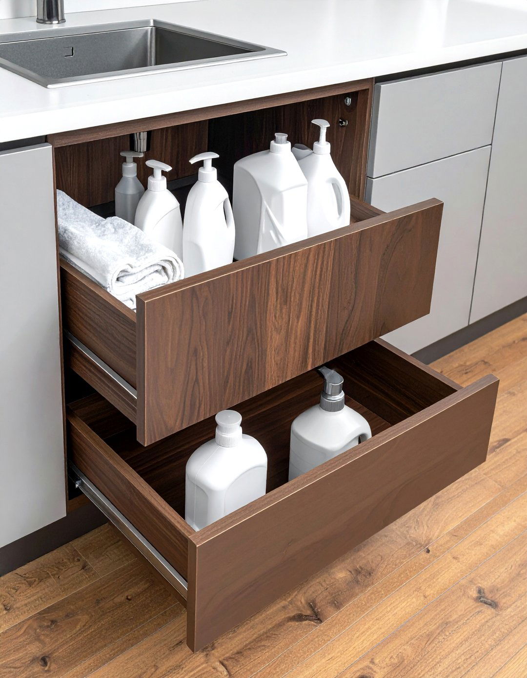 Under Sink Pull Out Storage - 30 bathroom storage tips