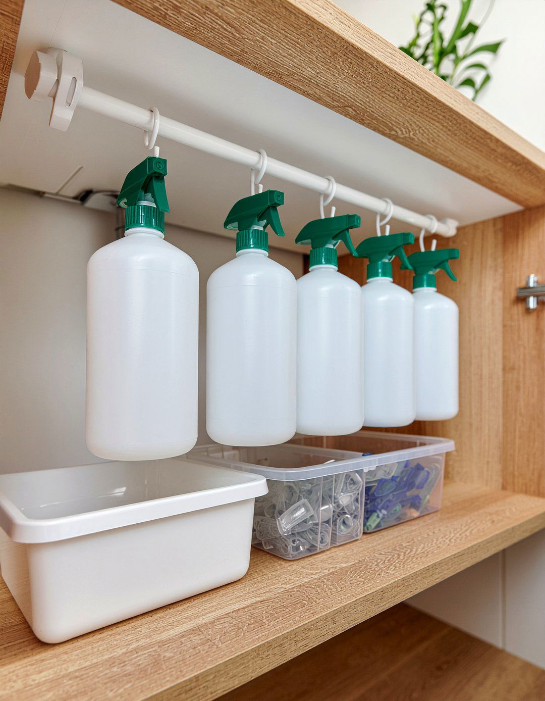 Under Sink Tension Rod - 30 bathroom DIY storage ideas