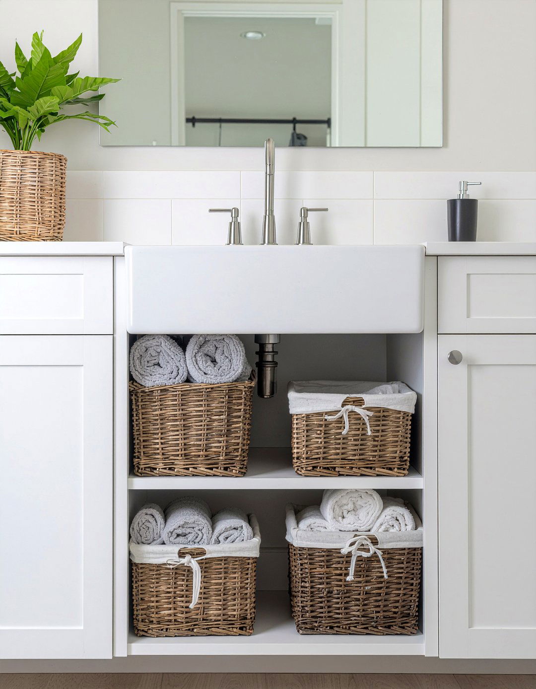 Under Sink Towel Storage - 30 bathroom towel styling ideas