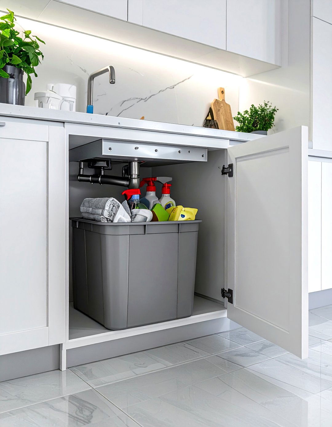 Under Sink Waste Bin - 30 recycling center kitchen ideas