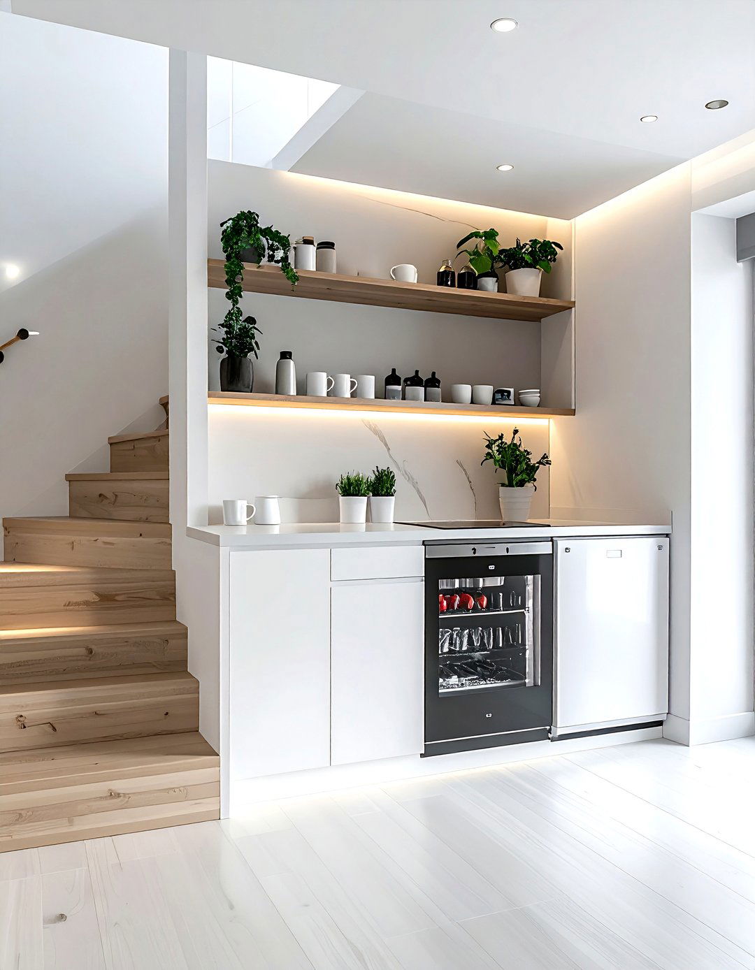 Under Stairs Drink Nook - 30 dining room drink station ideas