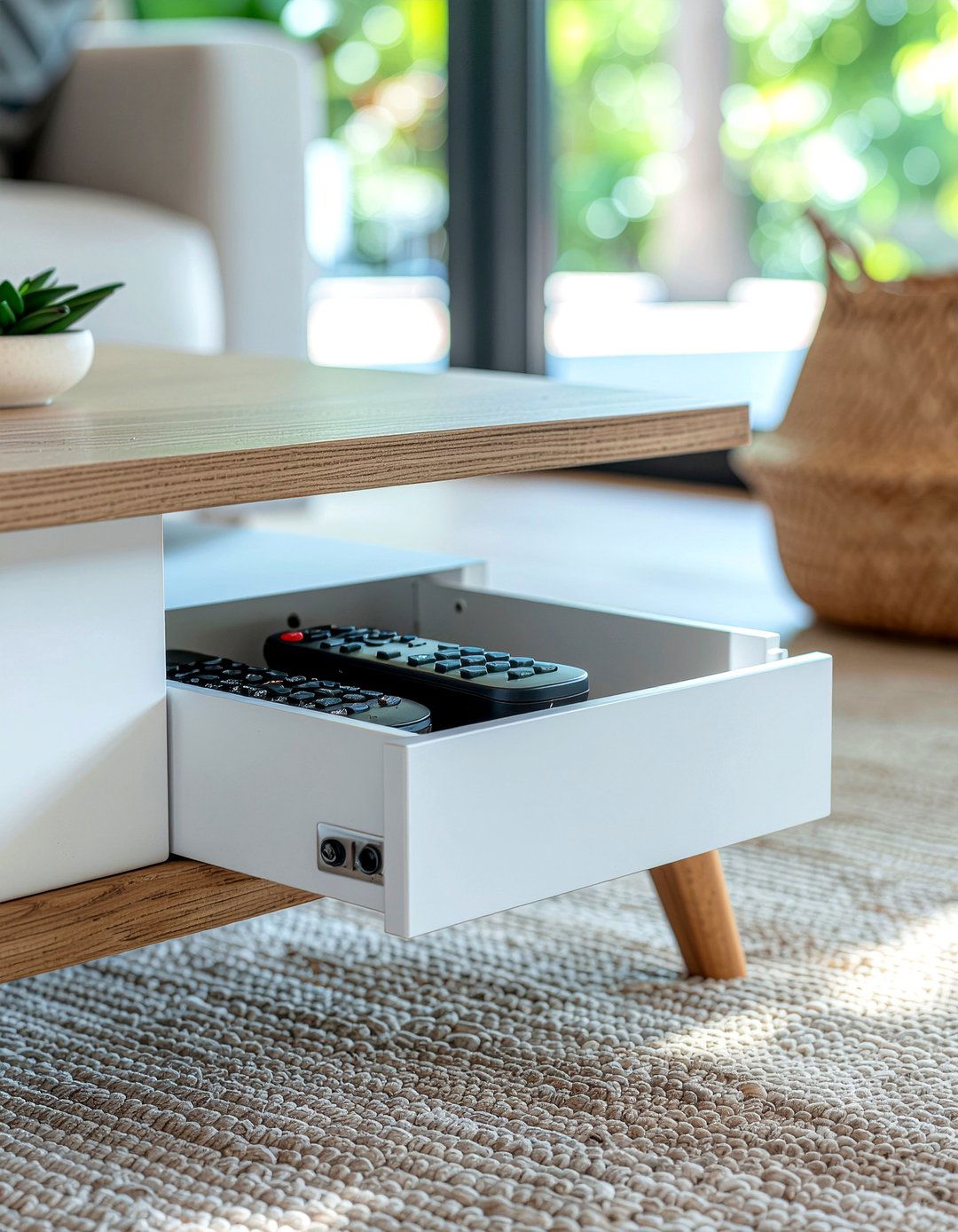 Under Table Pull Out Drawer - 30 living room remote control storage ideas