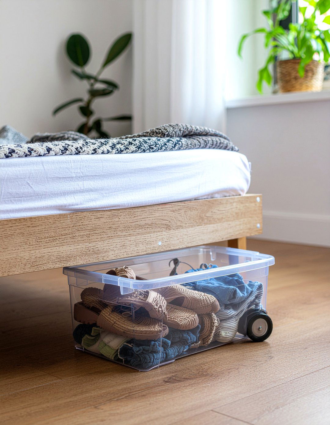 Under bed rolling bins - 30 renter bedroom ideas