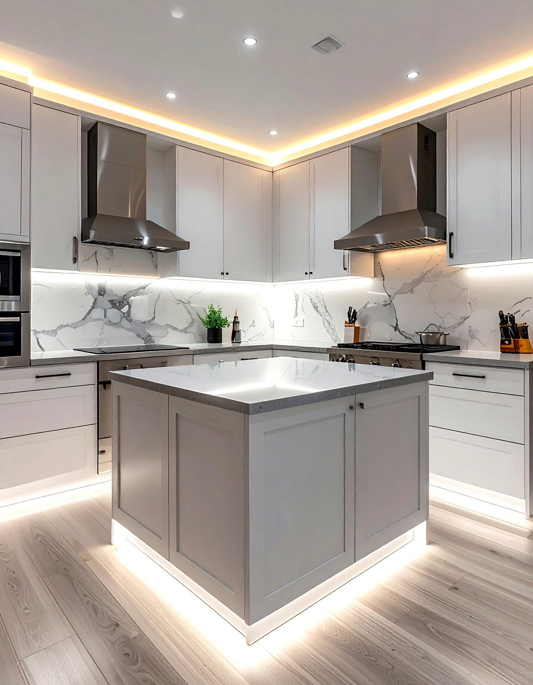 Under cabinet LED strips - 30 kitchen LED lighting ideas