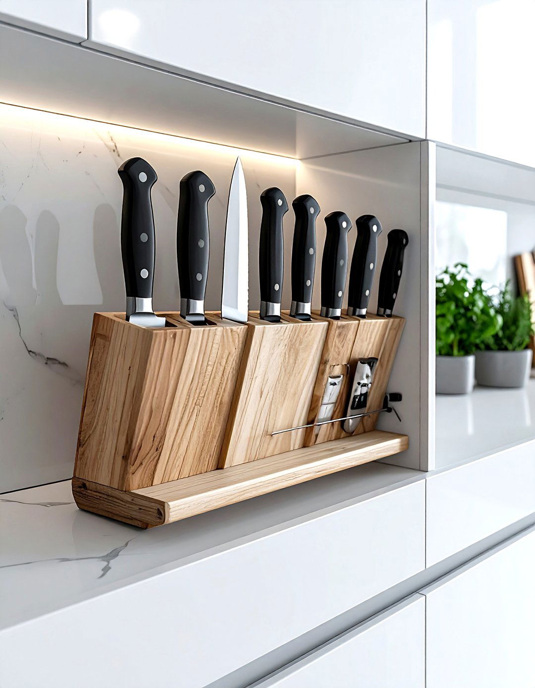 Under cabinet knife rack - 30 knife block kitchen ideas