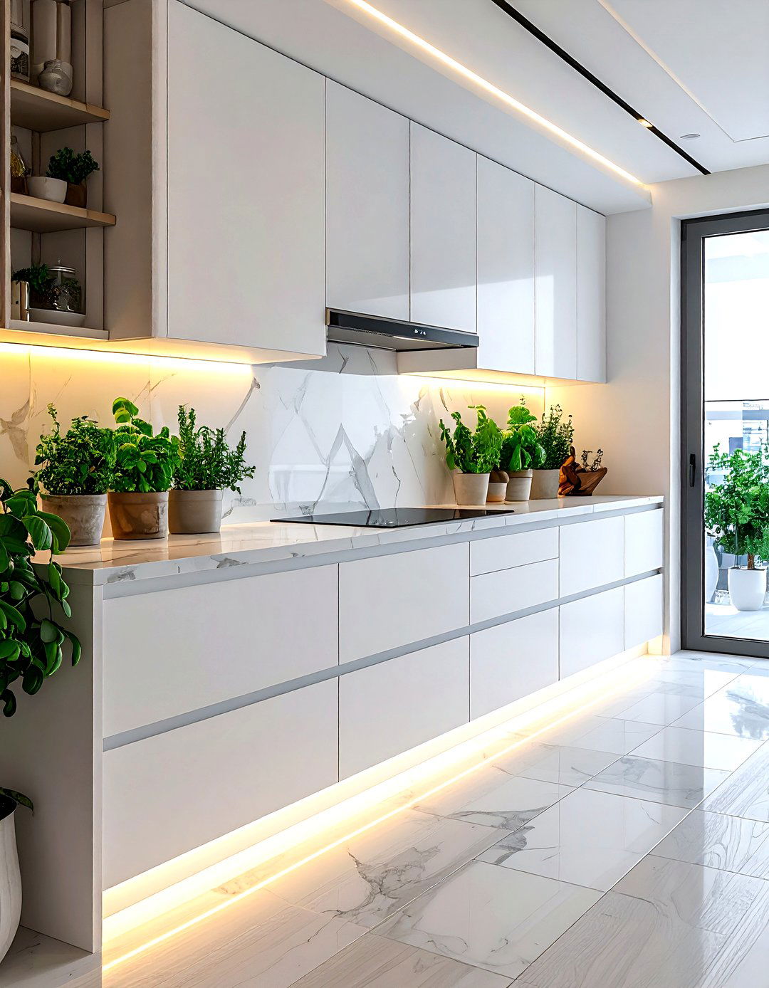 Under cabinet led strip - 30 kitchen ambient lighting ideas