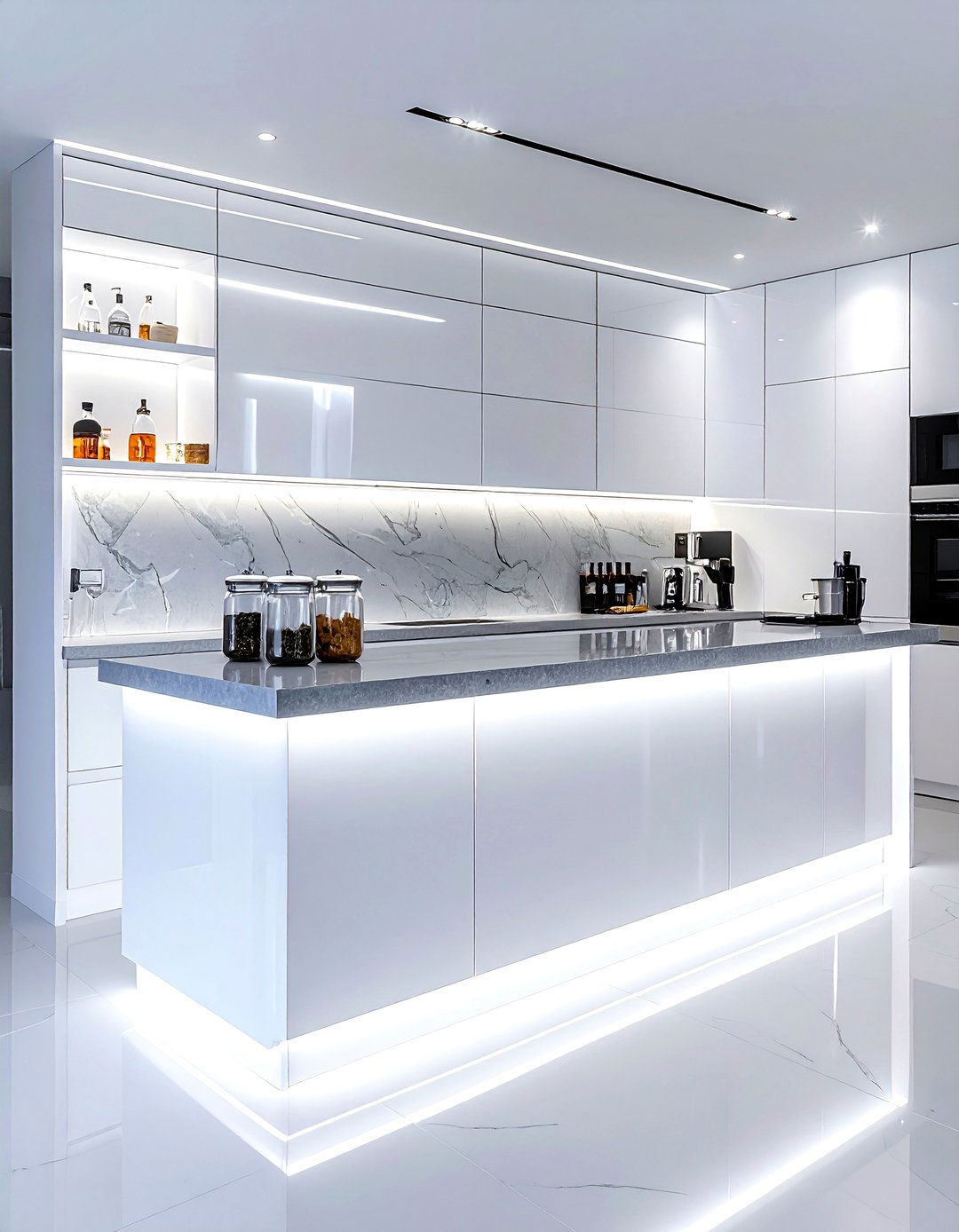 Under cabinet lighting bar - 30 kitchen dry bar ideas