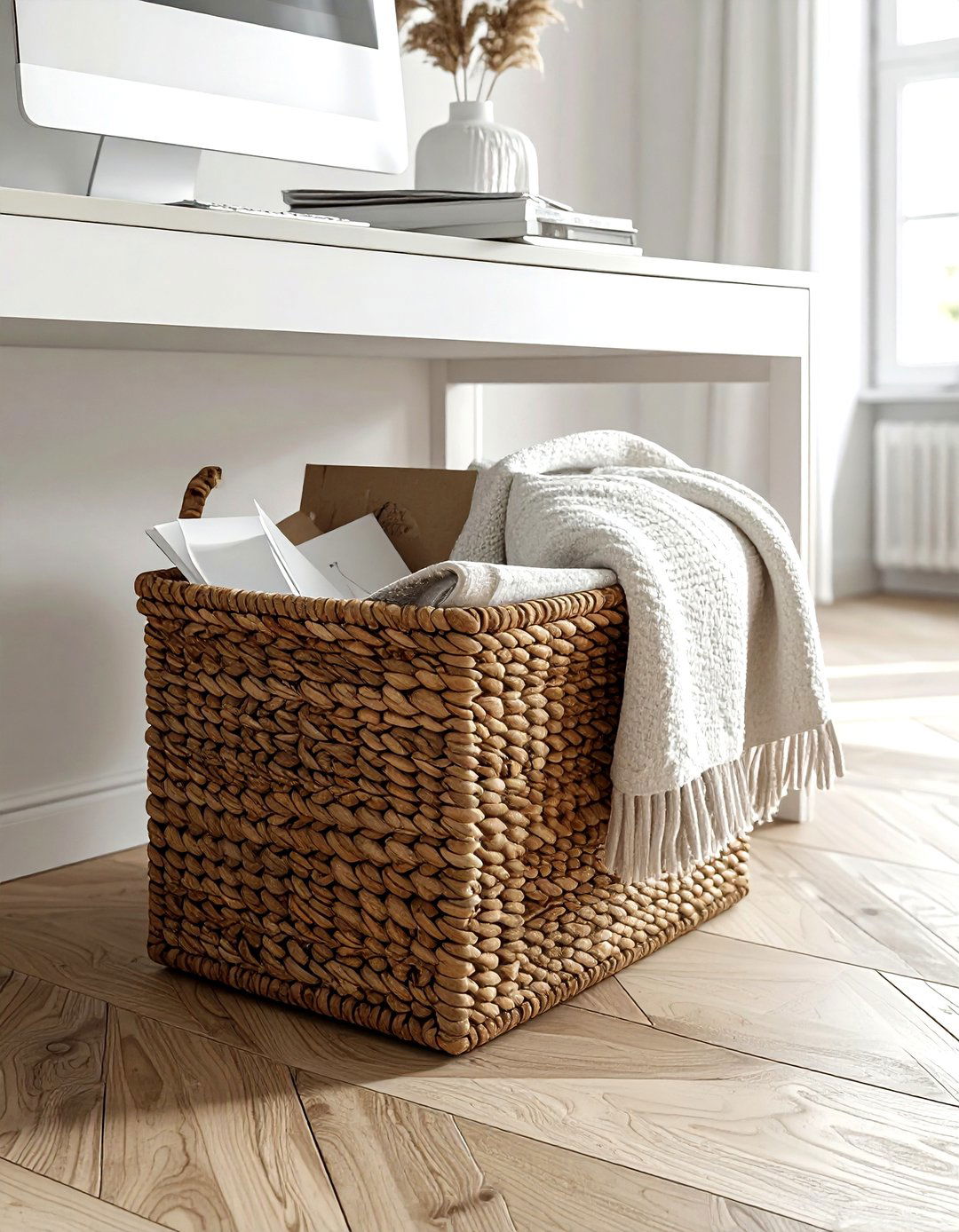 Under desk basket - 30 home office organization ideas