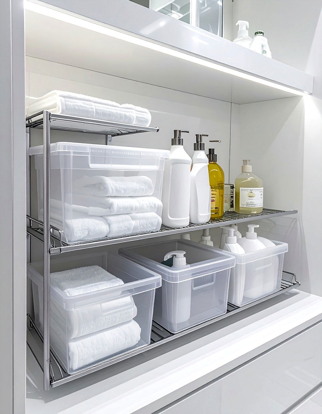 Under sink cabinet organization - 30 bathroom storage solutions