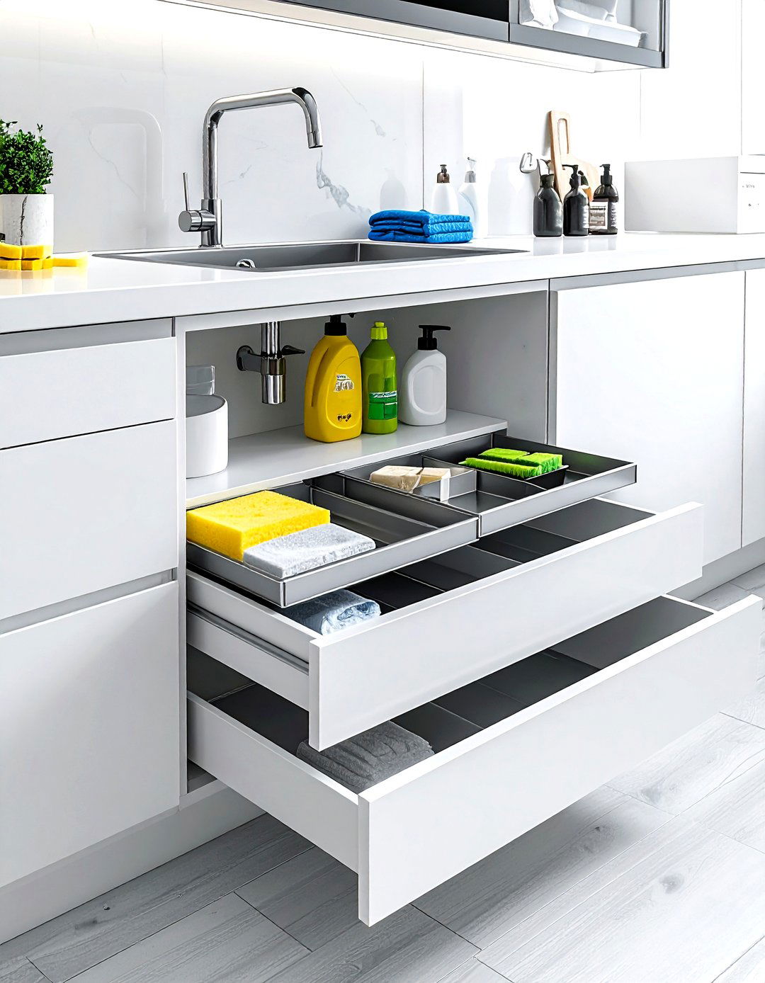 Under sink organizer system - 30 kitchen built-in storage ideas