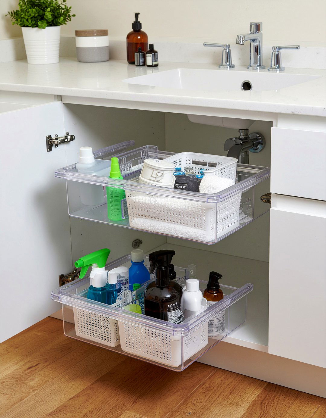 Under sink organizer - 30 bathroom clever storage ideas