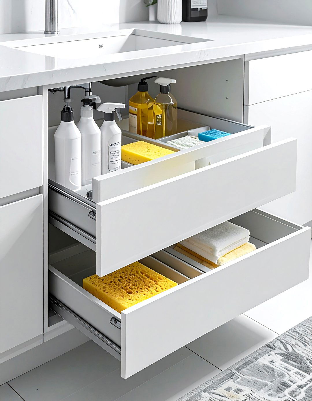 Under sink pull out - 30 bathroom storage hacks