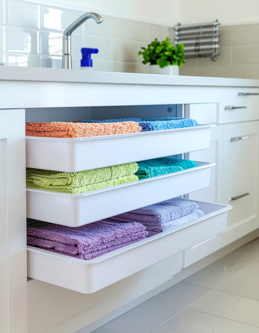 Under sink pull out drawers - 30 bathroom organization ideas