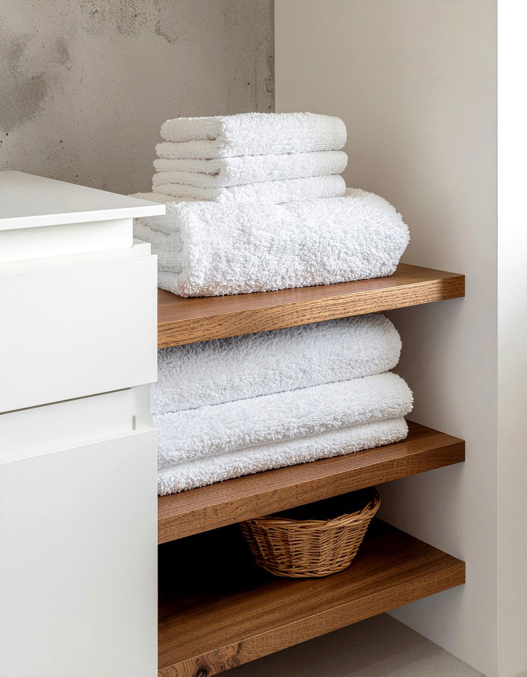 Under sink shelf - 30 bathroom towel display ideas