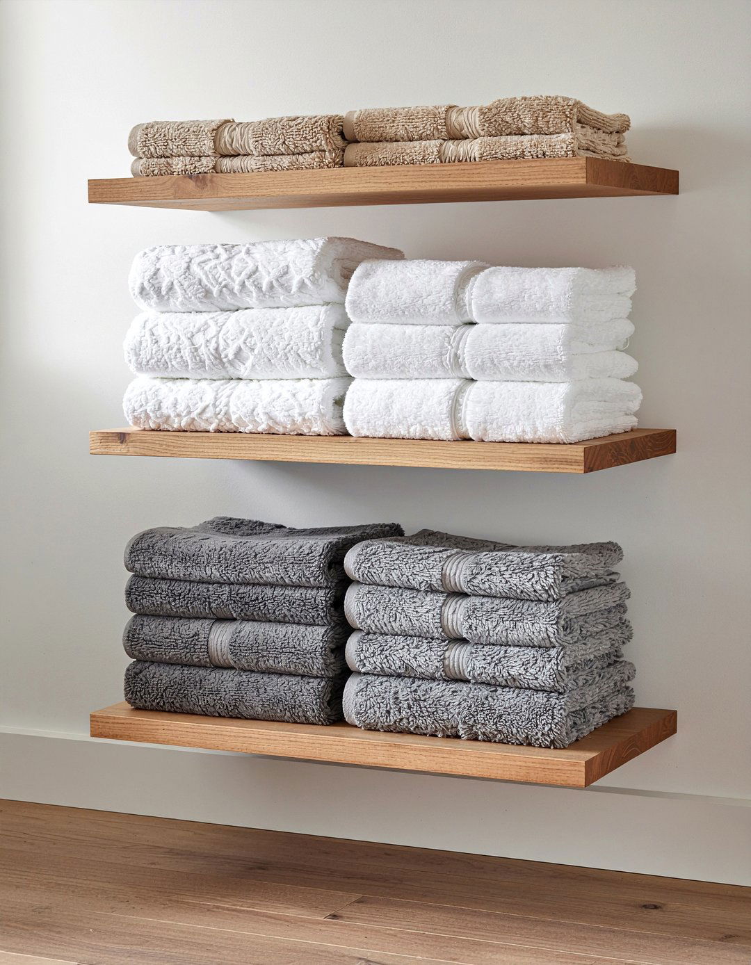 Under sink shelving - 30 bathroom towel ideas