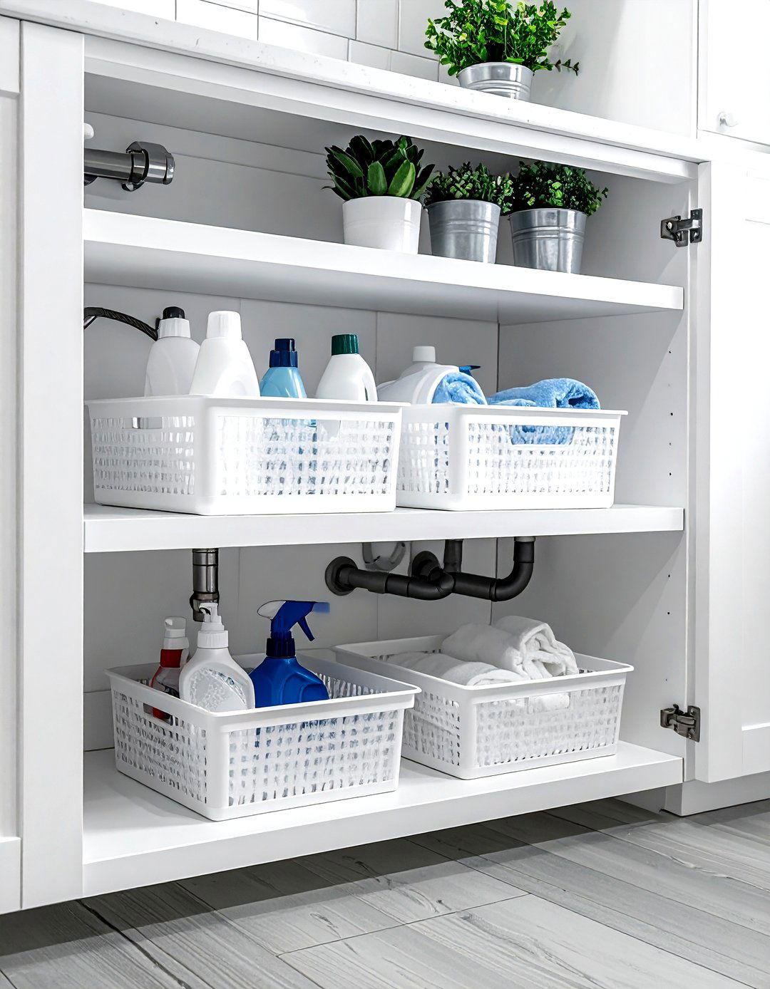 Under sink sliding shelf - 30 kitchen hidden storage ideas