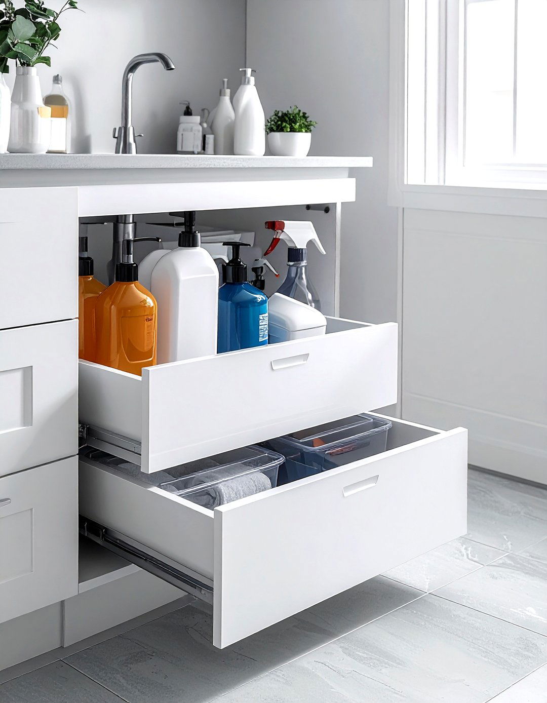 Under sink storage bin - 30 kitchen storage tips