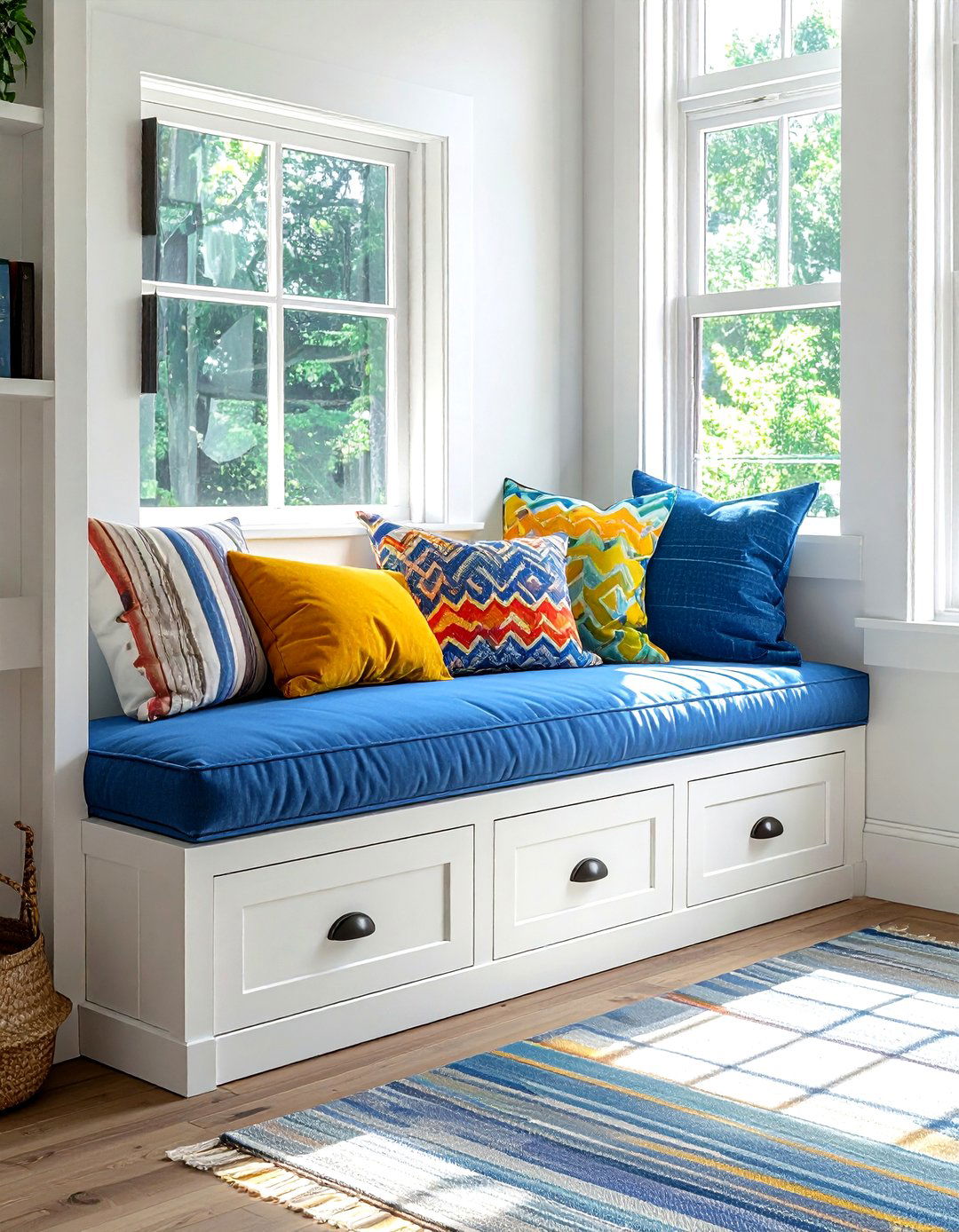 Under window bench storage - 30 playroom storage ideas