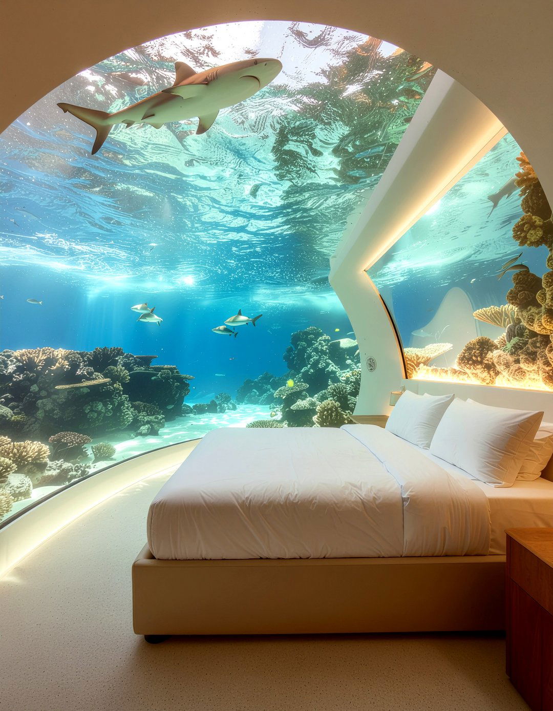 Underwater tunnel bed - 30 underwater bedroom ideas
