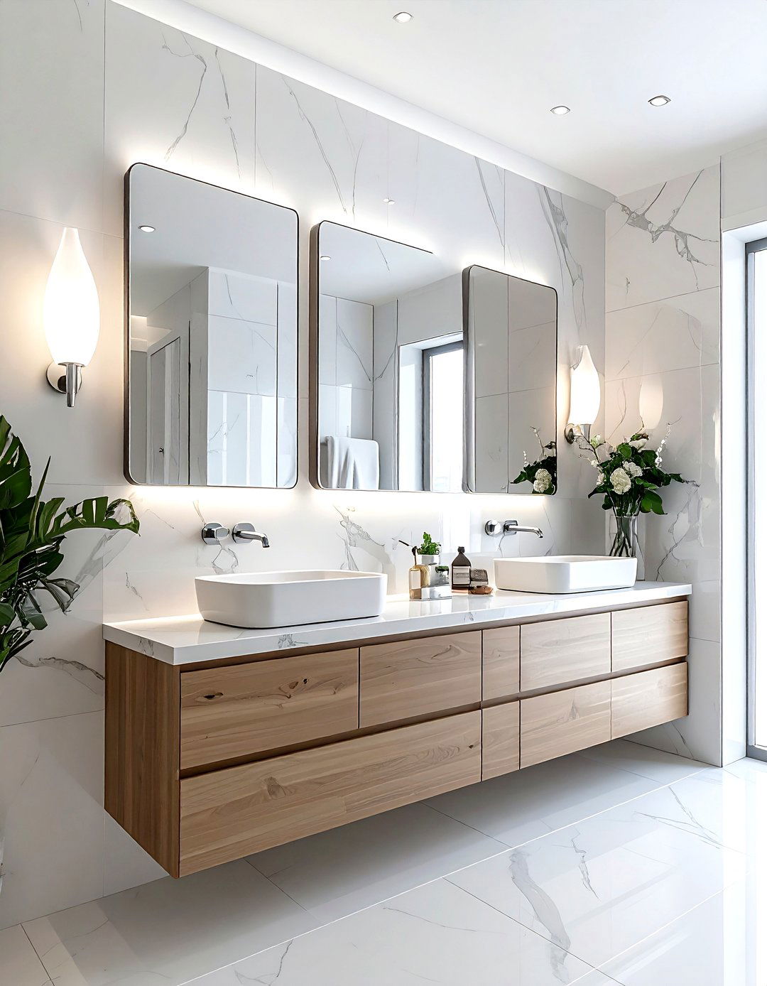 Uneven Mirror Arrangement - 30 decor asymmetry ideas