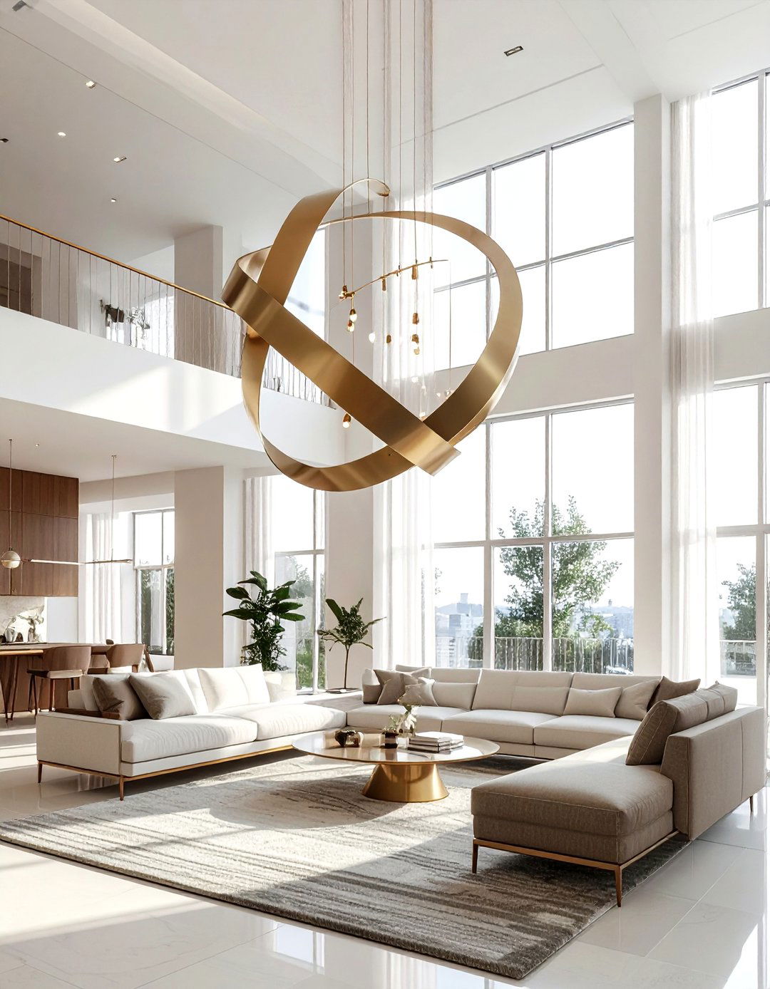 Unique brass orbital chandelier - 30 brass chandelier dining room ideas