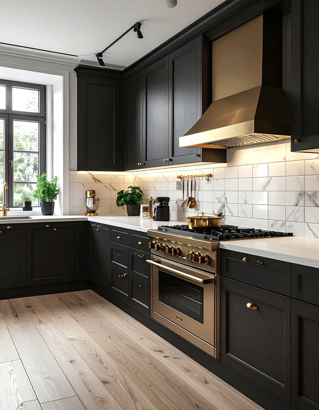 Unlacquered Brass Accents - 30 commercial style kitchen ideas