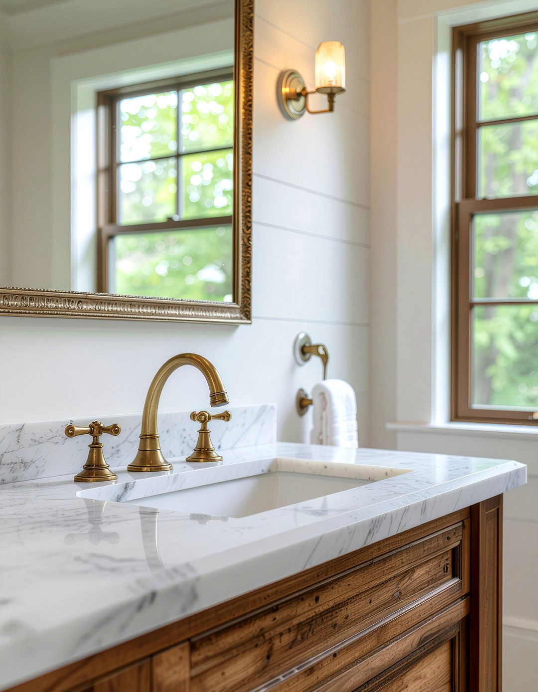 Unlacquered brass faucet - 30 bathroom fixture accent ideas