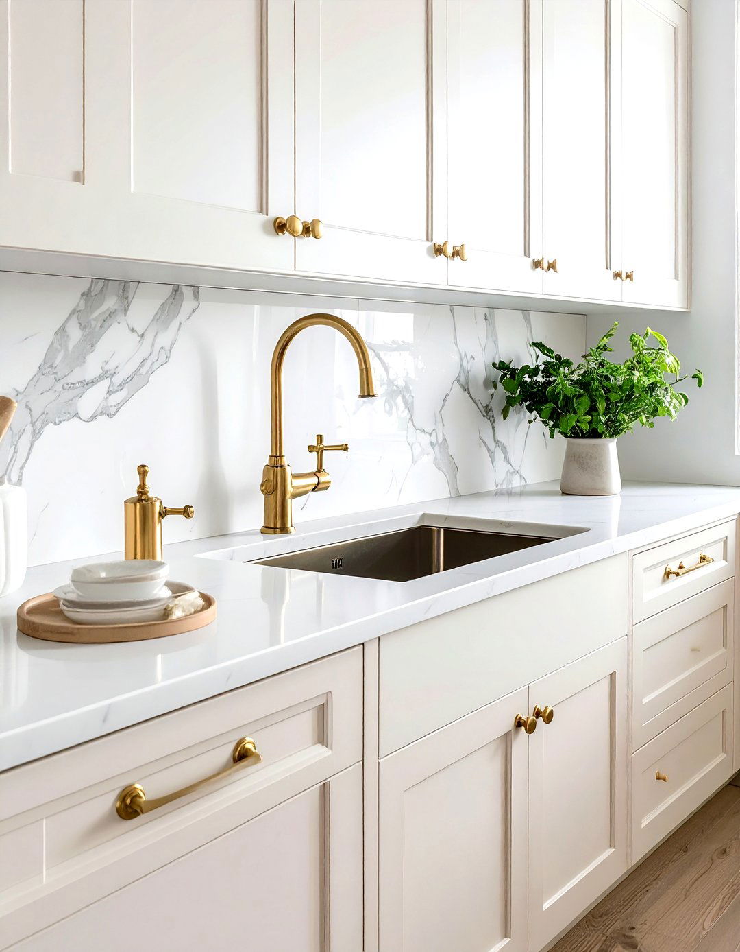 Unlacquered brass kitchen hardware - 30 French farmhouse kitchen ideas