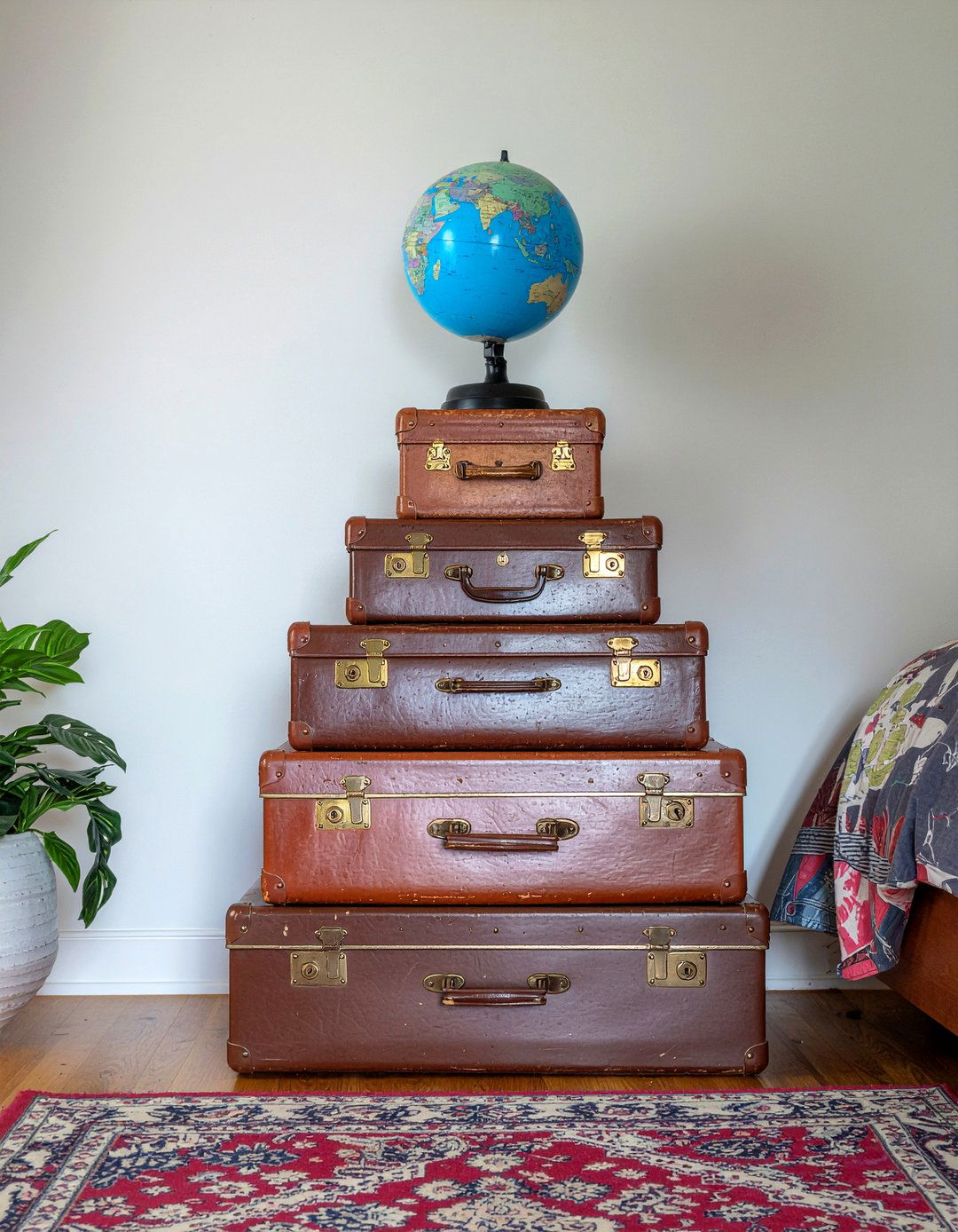 Upcycled Suitcase Nightstand - 30 bedroom vintage nightstands