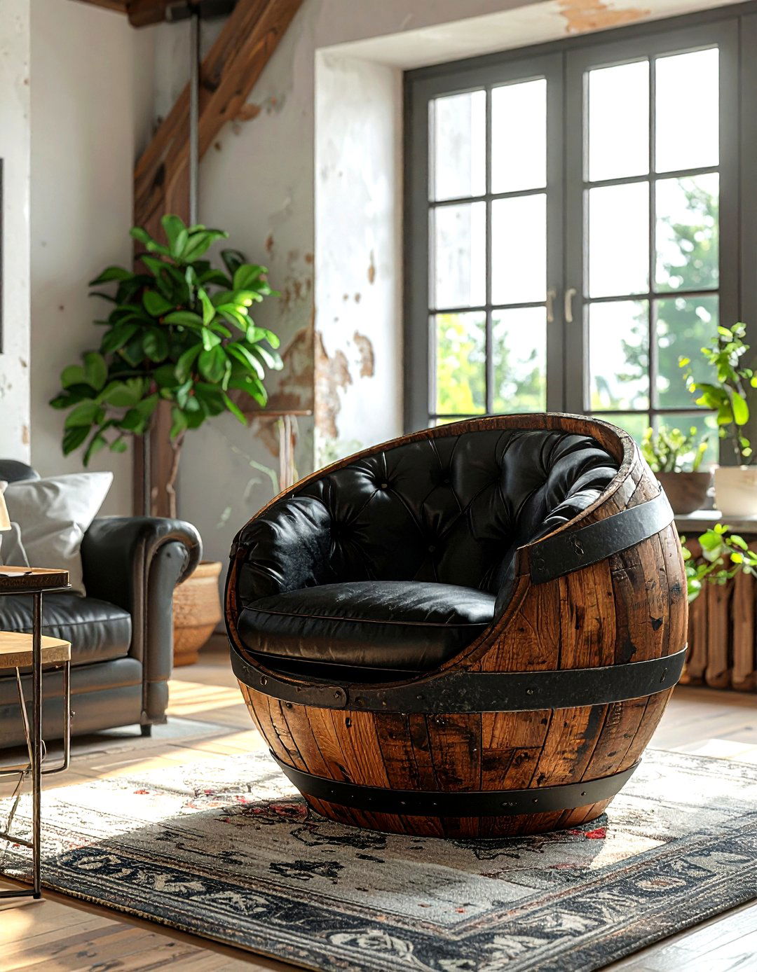 Upcycled barrel chair - 30 living room reclaimed furniture ideas
