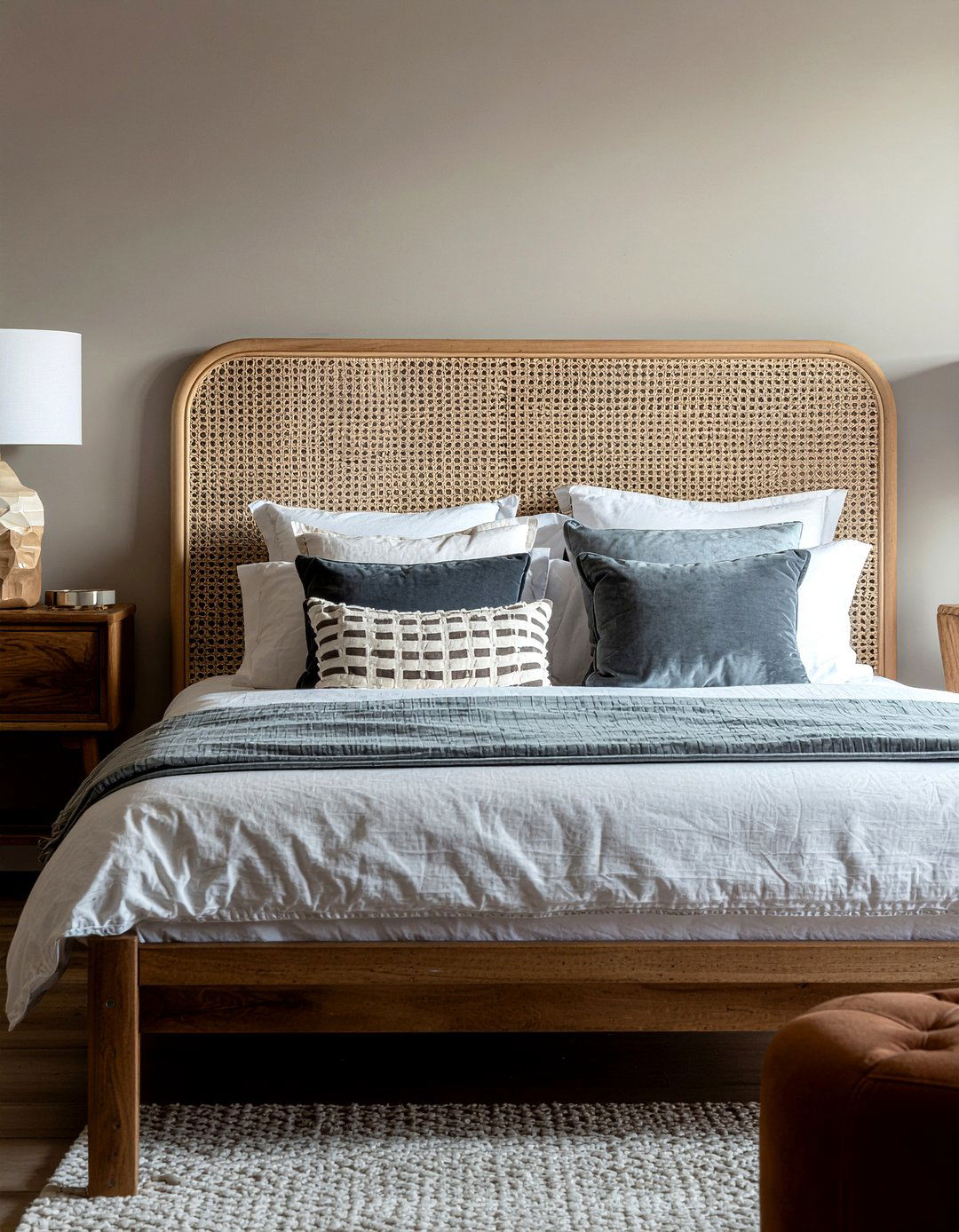 Upholstered Cane Headboard - 30 bedroom cane headboards