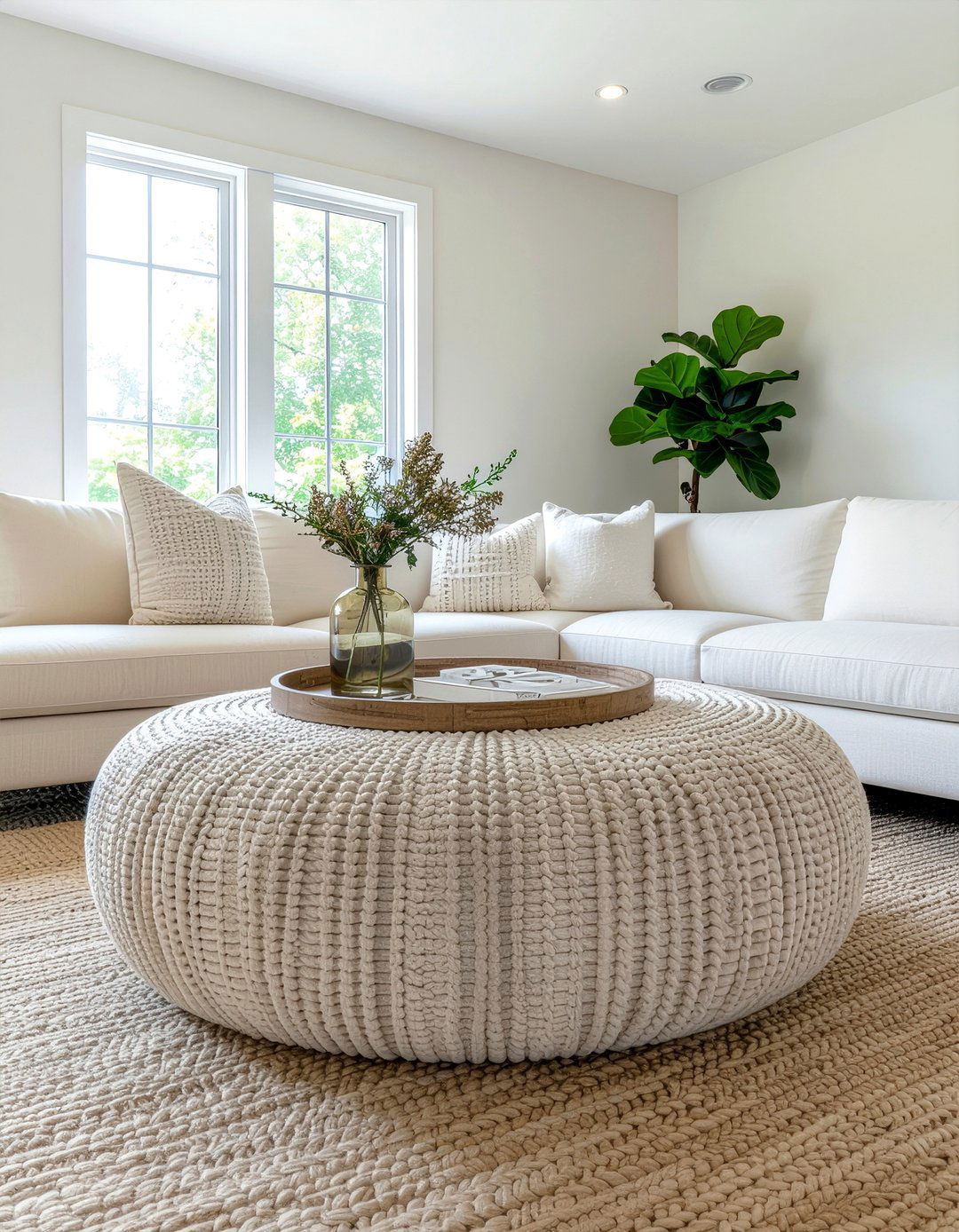 Upholstered Ottoman - 30 fabric decor ideas