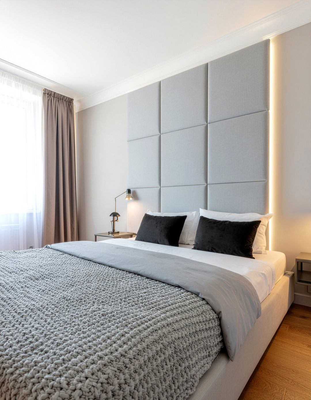 Upholstered Wall Panel - 30 bedroom floating headboard ideas